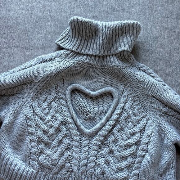 For Love & Lemons Vera Cropped Cut Out Grey Sweater - Picture 4 of 8